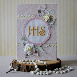 Kartka "IHS" różowa